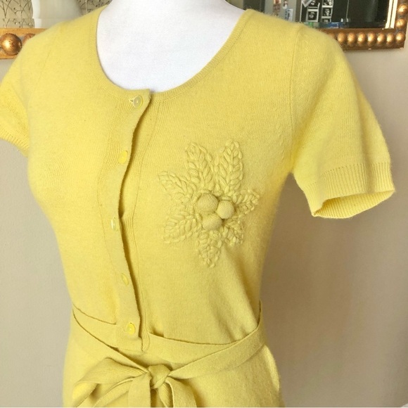 French Connection Yellow Lambswool & Rabbit Hair Crocket Detail Wrap Top Small - Picture 2 of 7